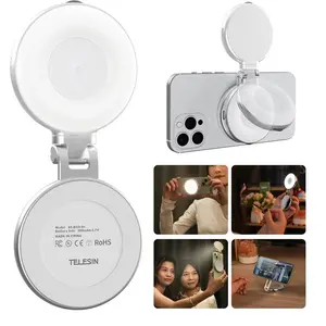 [TikTokShop] 3-in-1 Magnetic Beauty Selfie Camera, for Phones - 360°, with MagSafe, Mirror and Phone Stand - Portable, Suitable for Live Streaming and Video Calls