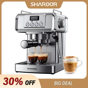 SHARDOR Espresso Machine 20 Bar with Milk Frother Steam Wand, Manual Latte & Cappuccino Maker for Home, Temperature Display, 60 Oz Water Tank, 1350W, Stainless Steel, Gift for Coffee Lover and Dad