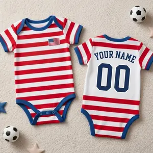 Personalized USA Baby Outfit, Custom Name Number Infant Bodysuit, USA Fan Baby Romper, Baby Shower Gift, USA Soccer Jersey Baby Bodysuit