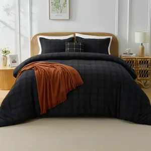 3/5PCS Waffle Weave Textured Comforter Set – Ultra Soft Microfiber, All-Season Lightweight
