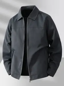 Men's Lightweight Casual Jacket, Polyester Fabric, Zipper Closure, Collar Design, Suitable for Daily Wear & Travel