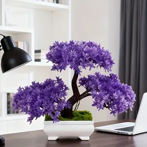 1 Pcs Artificial Bonsai Tree with White Pot, Realistic Potted Plant for Home Decor, Bookshelf, Office, Desktop, DIY Wedding, Room Ornament, Valentine's Day, Mother's Day, Independence Day, Party Decoration, Gift, Indoor & Outdoor Use