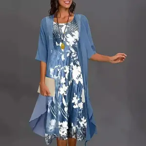 2025 Spring and Autumn Fashion Elegant Chiffon Dress Two-Piece Set Casual Womenswear