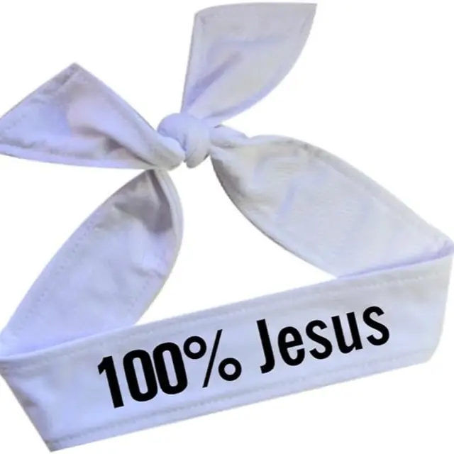 100% Jesus White Soccer Sports Tie Headband