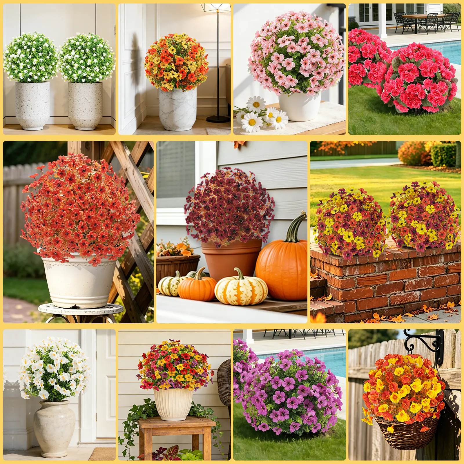 2Pcs 22 Inch Artificial Flower Stake Outdoor Decor Multi Color Garden Stakes for Yard & Lawn, No Fade Heavy Duty Plastic, All Season Decoration Decorative Fruit
