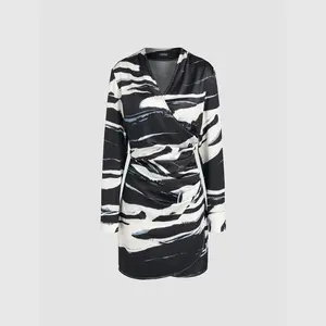 Cider [size 0-26] Abstract Geometric Wrap Mini Dress Dealsforyou