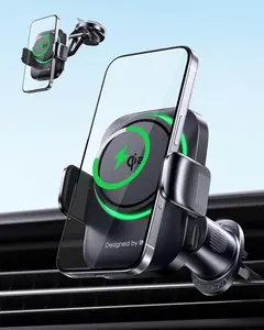 INIU V11 Qi2 Certified Wireless Car Phone Holder for Magsafe, Car Charger for Mount Dash【360°】Phone Mount Auto Clamping Car Accessories Compatible with iPhone 17 16 15 14 13 12 Samsung S23 etc