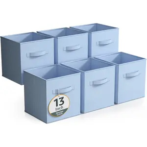 Sorbus Fabric Storage Cubes  Set of 6 Foldable Storage Bins with Handle - 13 Inch Collapsible Cube Baskets Featuring Pastel Colors Boxes Lightweight