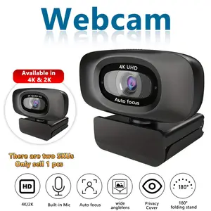 4K/2K Network Camera with Noise-Canceling Microphone & Auto-Focus, USB Plug-And-Play,Built-in physical sliding Webcam, Compatible with Zoom/teams/live Streaming Platforms