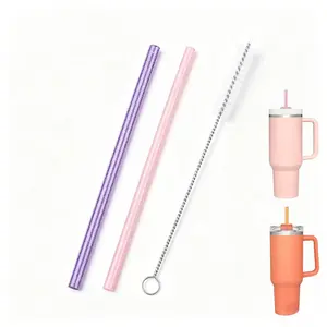 Glitter Plastic Replacement Drinking Straw Set, 3/14pcs Colorful and Reusable Straws with Cleaning Brush, Drinkware Accessories for Home Kitchen Party, Utensils, Portable