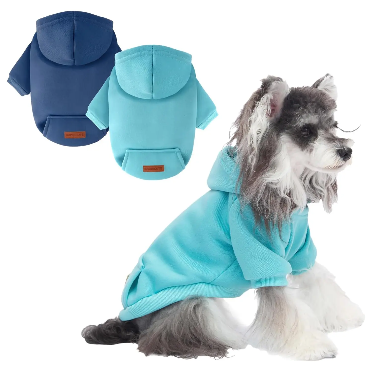 BAOBICUTE Dog & Cat Hooded Fleece Sweatshirts (2-Pieces) - Small/Medium Pet Apparel with Pockets, Washer-Friendly Fabric, Warmth Retention, Durable Construction, Added Protection for Cold Weather (Note: Avoid Prolonged Soaking), Hood Design, Outdoor Adven