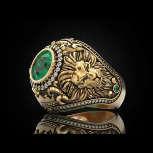 Men Round Crown Stone Ring