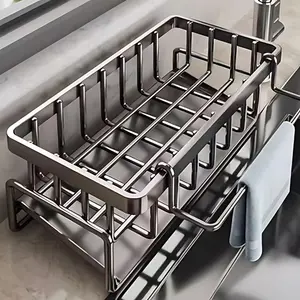 [SummerVibes]304 Stainless Steel Kitchen Storage Rack, Countertop Sink Side Drying Rack, No-drill Cutlery Organizer Rack