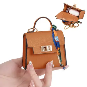 Mini Square Bag Pendant Keychain - High Quality Leather with Colorful Strap, Cute Car Keychain & Bag Charm Accessory