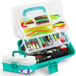 3 Layers Tackle Box with Tackle Included, 321Pcs Fishing Lures Kit Contains Pliers, Crankbait, Hooks, Weights & Accessories, Fishing Gear Bait Lure Gifts  Men Bass Freshwater (Green)