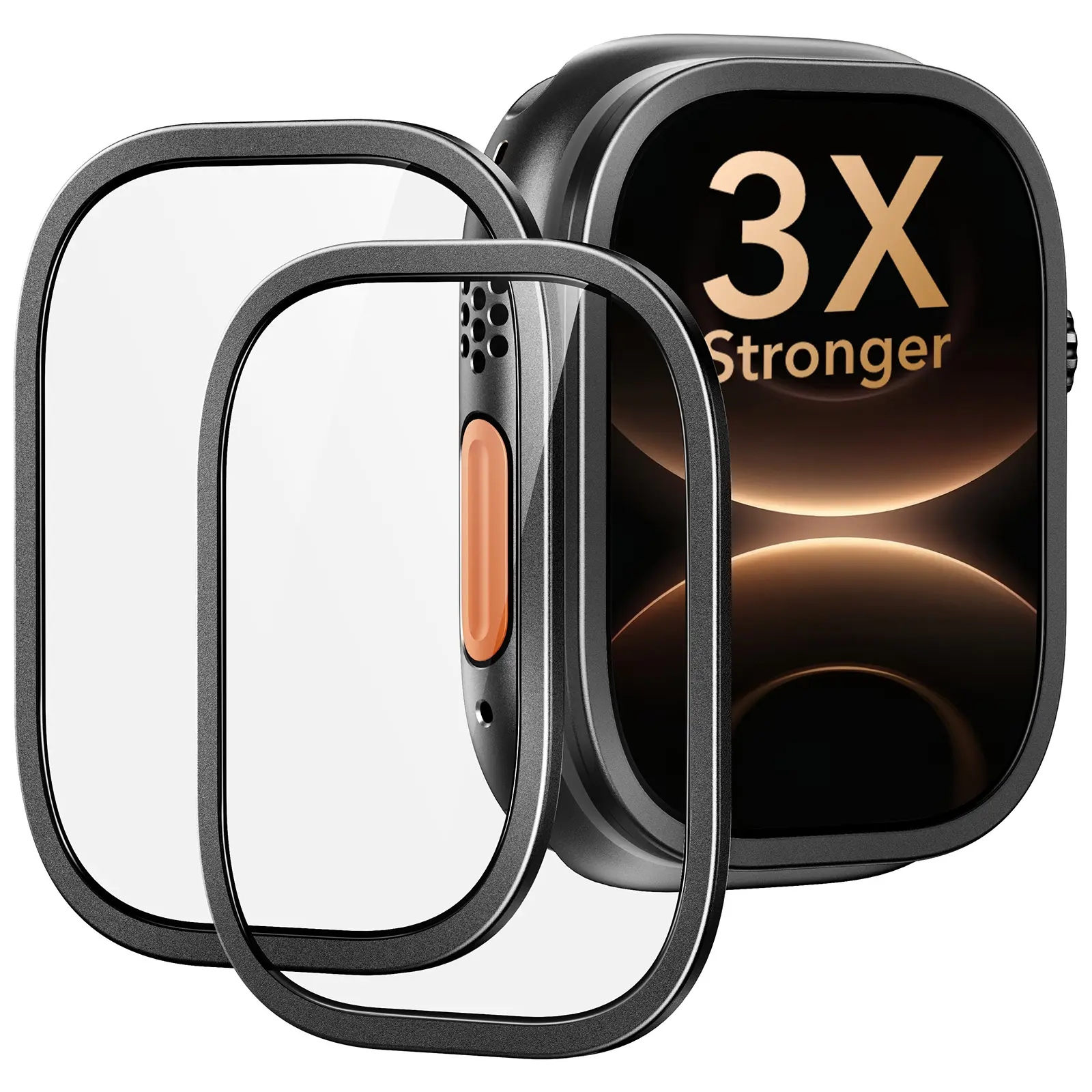ESR Accessory Glass by Corning for Apple Watch Ultra 3 2025 /Ultra 2 /Ultra (49 mm), 9H+ Glass, Military Grade Shatterproof & Durable with Aluminum Alloy Frame, Anti-Scratch, 2 Pack