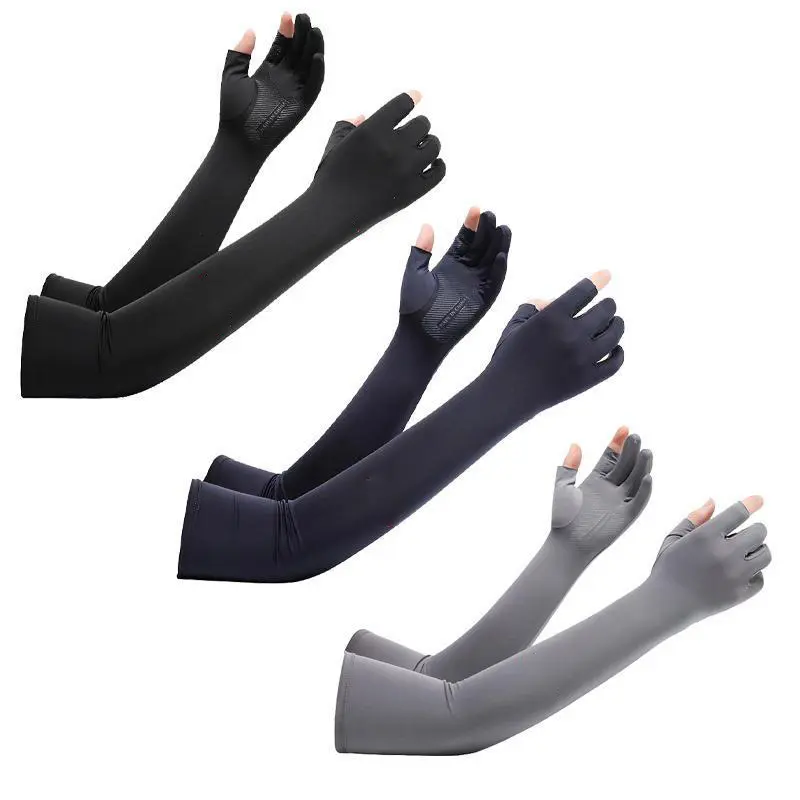 Unisex Adult 3 Pairs (3pcs) Half Finger Arm Sleeves Cover, Cooling Ice Silk Sports Sleeve, UPF 50+ Sun Protection, Non-Slip Grip for Hiking, Driving Outdoor Sports Equipment, Cooling Sports Sleeve