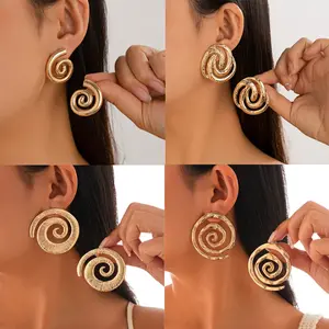 Geometric Spiral Conch Symbol Design Sense Stud Earrings Women Simple Exaggerated Earrings Ear Jewelry