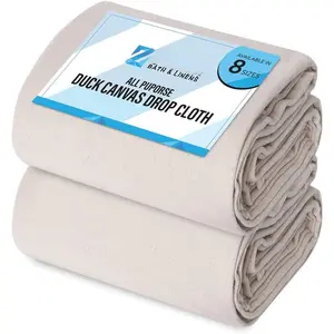 Canvas Drop Cloth (Size 4 x 15  - Pack of 2) - Pure  Painters Drop Cloth for Painting, Furniture & Floor Protection -  Purpose Thick Canvas tarp with Double Stitched Edges