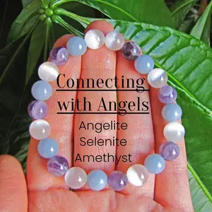 Angelite&Amethyst8mmBeadedBracelet,HandmadeNaturalSne,BohemianElegantBohoStyle,InnerPeaceFashionAccessoryforWomen,IdealforDailyWear&Parties,All-SeasonforLoversandFamily-G6ER-SG4WE