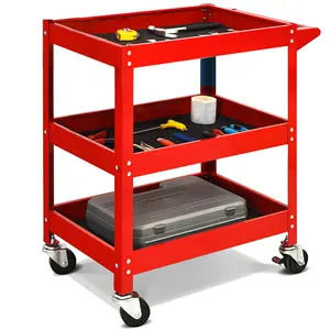 Three-tier detachable storage cart, multi-level storage rack, Shelves Rolling Carts with Brake Wheels, 450lbs Load Capacity,Heavy Duty Mechanic Storage Cart Utility Cart for Garage Warehouse Workshop For Office, Kitchen