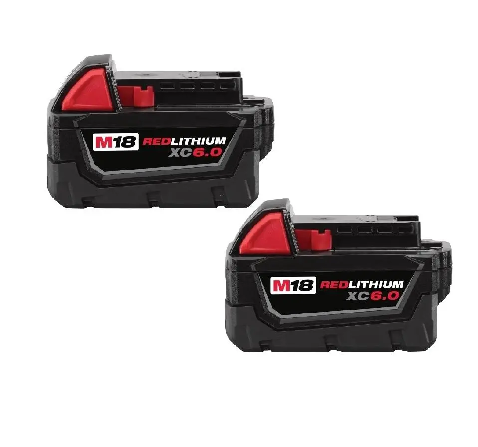 Milwaukee 48-11-1860 M18 REDLITHIUM XC6.0 18V Heavy-Duty 108Wh Waterproof Batteries, 1-Pack Lithium-Ion Battery Pack with 20% More Power & Enhanced Cells