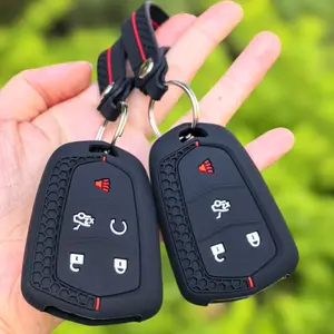 Premium Protective Key Cover Keychain Fob Holder For Cadillac Escalade ESV SRX ATS CT6 CTS XT5 XTS ESCALADE Silicone Car Remote Key Caps Case Cover Car Key Protector