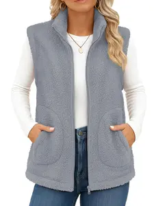 YUCOLEN Sherpa Fleece Vest for Women Sleeveless Lightweight Zip Up Outerwear Winter Warm Vest Jacket with Pockets