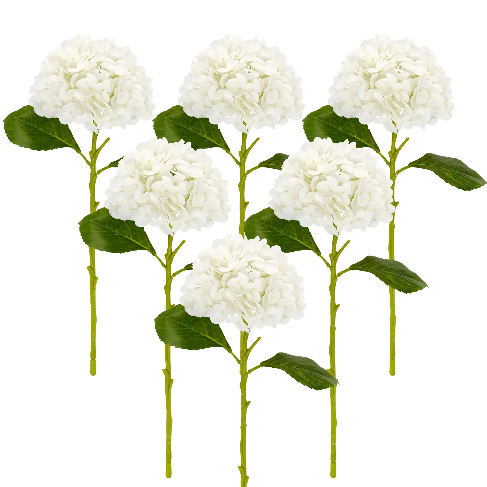 VIKINGS PANDA 6 Pcs Large Real Touch Latex Artificial Hydrangea Flowers, 19.3" Faux Hydrangea with Stems, Decorative Florals for Table Centerpieces, Birthday Decor, Bathroom & Kitchen Accents, White, Office