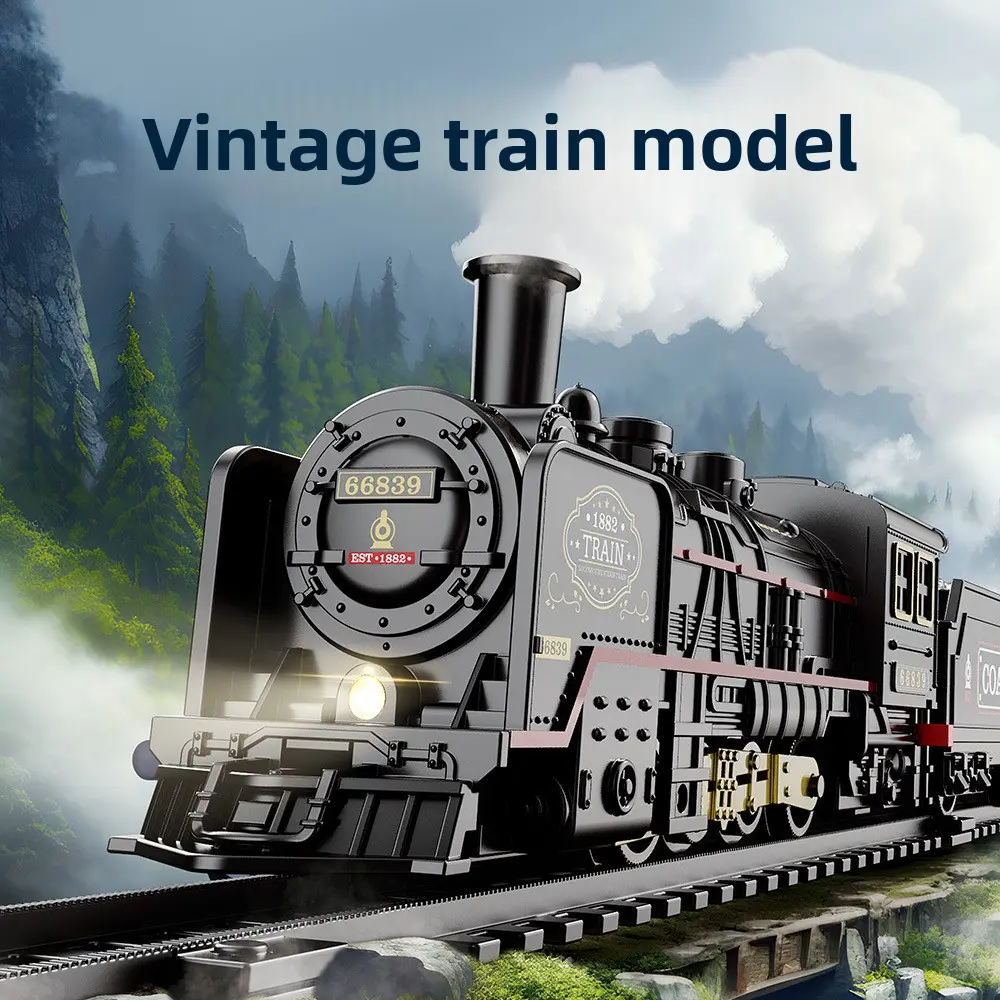 Simulated electric steam train track classic model toy, high-speed train, retro steam train toy for boys Interactive Puppy birthday gifts kids
