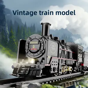 Simulated electric steam train track classic model toy, high-speed train, retro steam train toy for boys Interactive Puppy