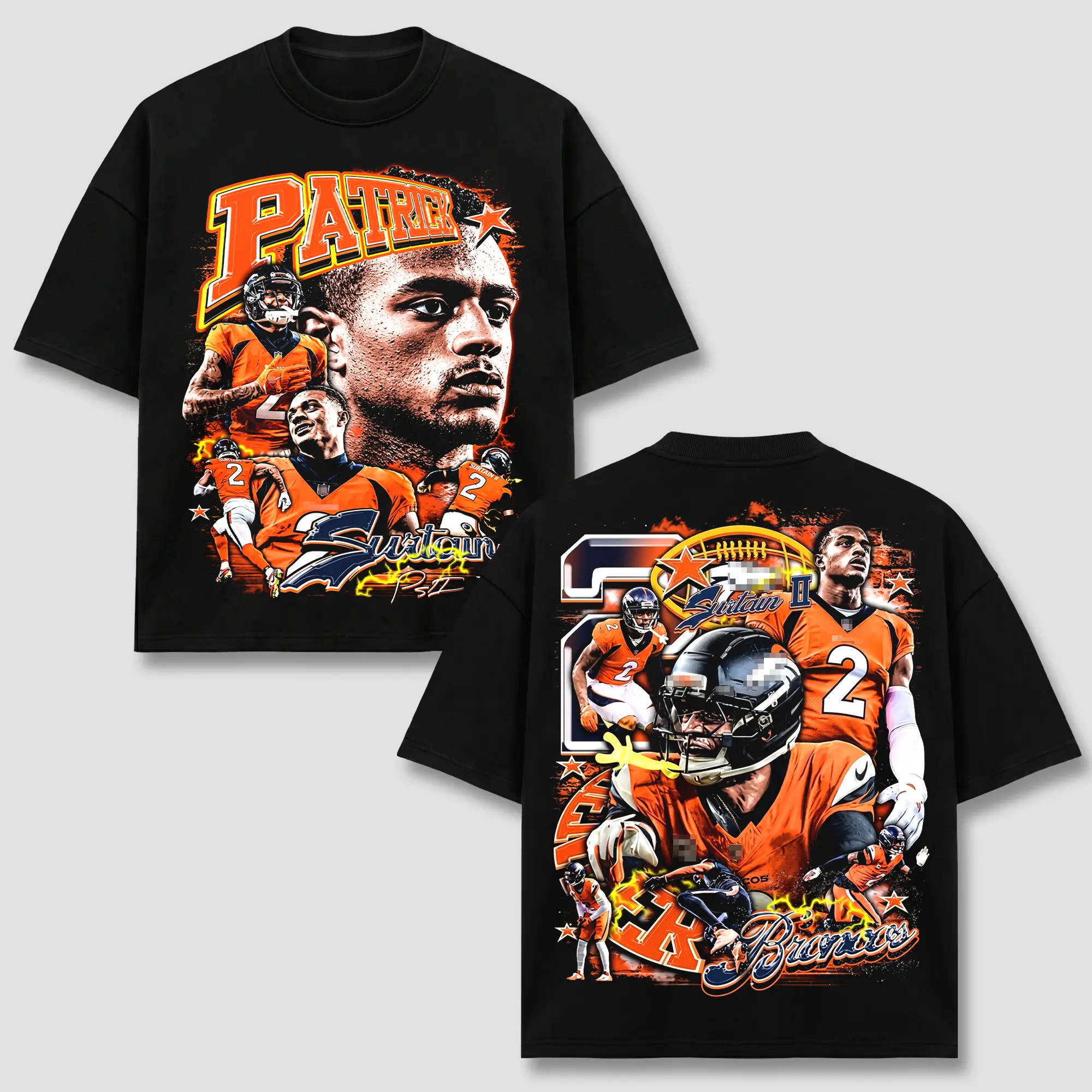 Patrick Surtain II #2 Vintage Football Graphic Shirt, Retro Sports Defense Athlete T-Shirt, Bootleg Style Graphic Merch, Heavyweight Oversized Cotton Streetwear Top, Aesthetic Cool Birthday Gift for Football Fan Men, Women