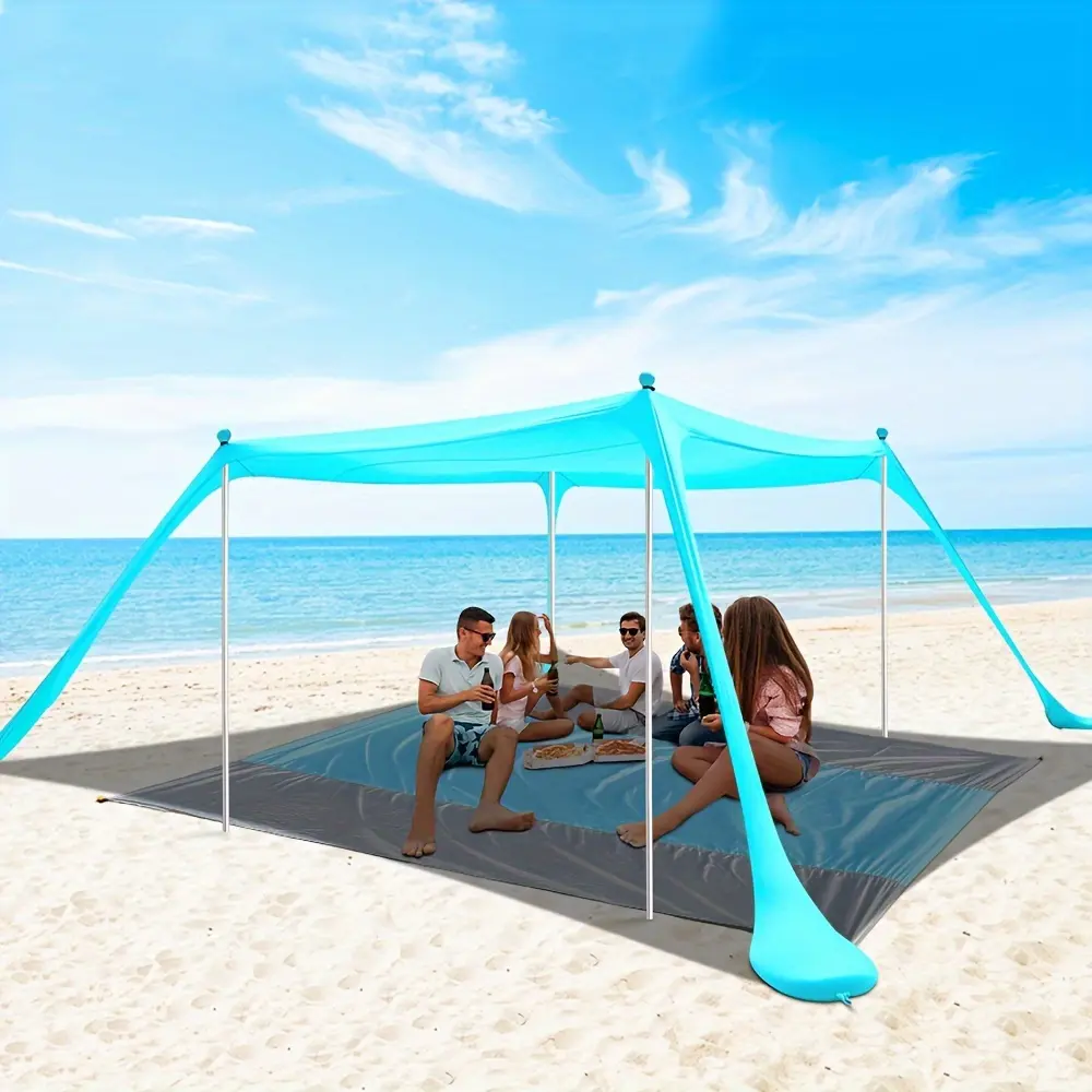 【Buy 1 Get 1】Beach Tent Canopy 10'x10' Beach Tents Sun Shelter 6-8 Person Beach Canopy Tent Sun Shade Easy Setup Pop Up Beach Shade Canopy Portable Beach Tent UPF 50+ Waterproof Windproof Beach Canopy