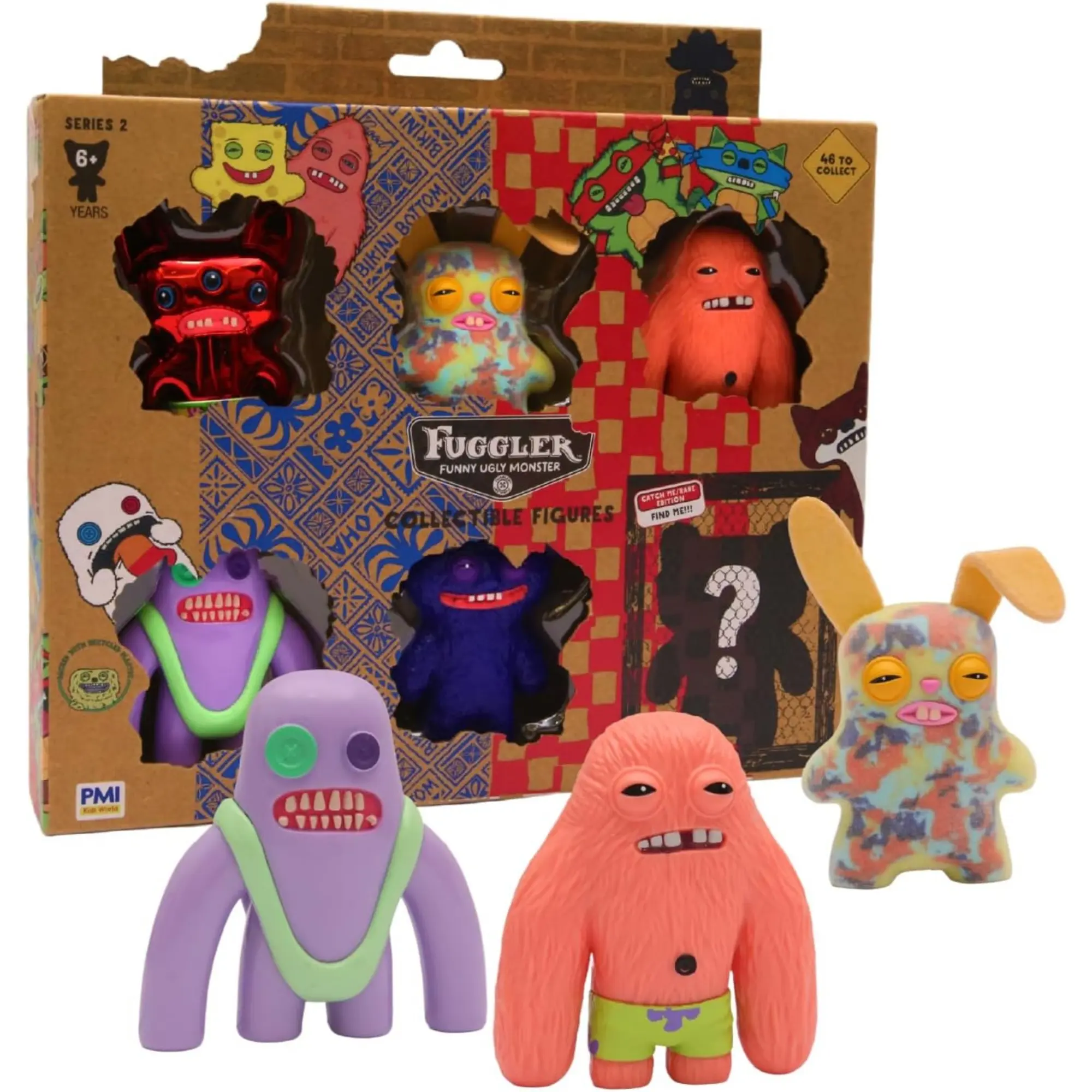 Zuru Fuggler Teenage Mutant Ninja Turtles SpongeBob 2.5 Inch Collectible Assorted Figures 6 Pack Random