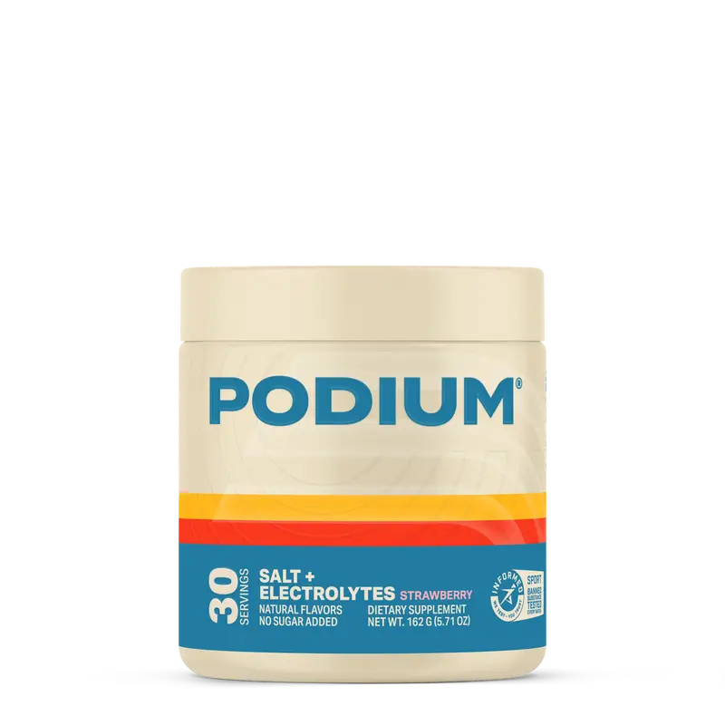 PODIUM NUTRITION Strawberry Hydration Supplement with Salt, Potassium, Sodium - Gym Supplement for Muscle Support, Daily Use