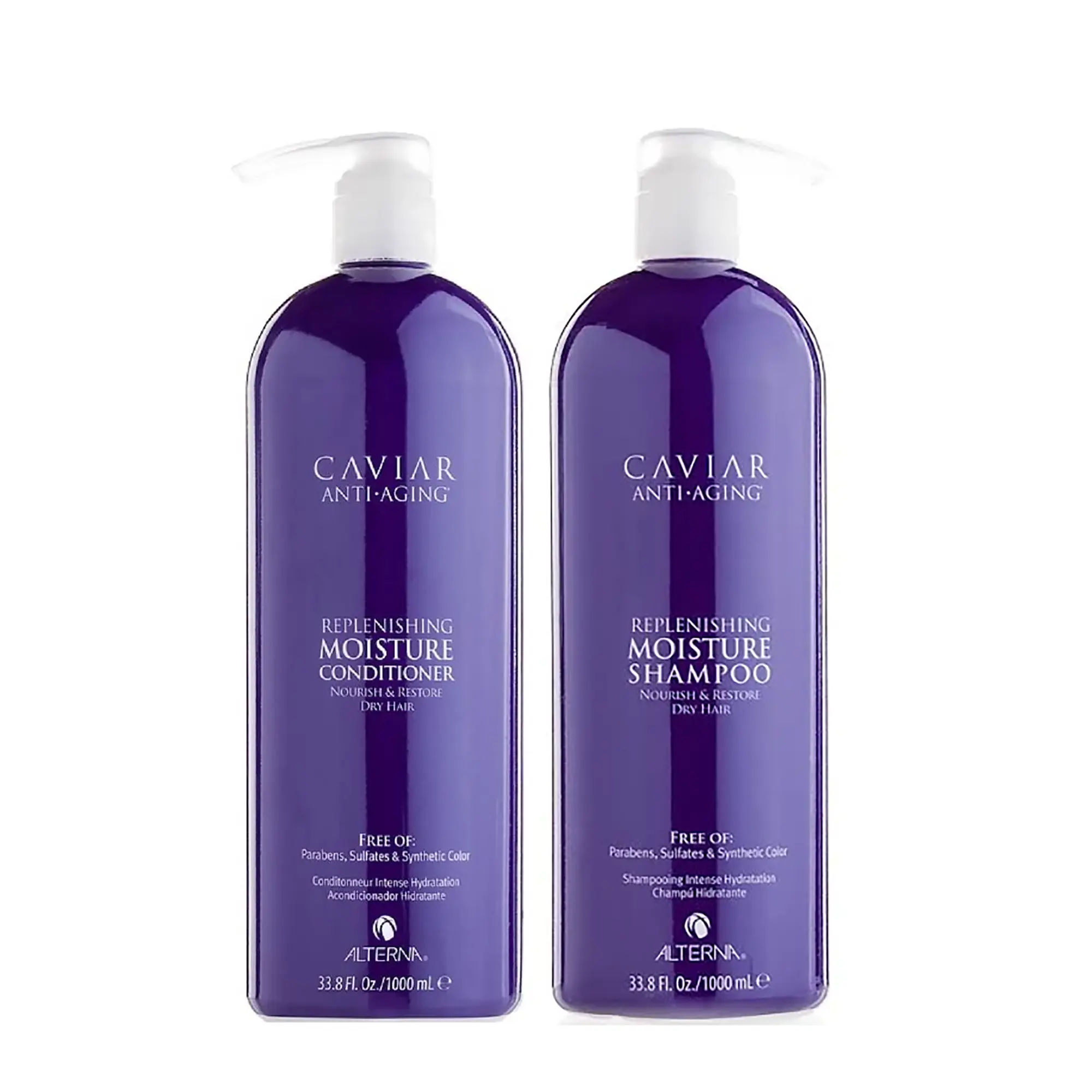 Alterna Caviar Anti-Aging Replenishing Moisture Haircare Shampoo & Conditioner Liter Bundle - Restore, Hydrate, Nourishment, Repair ($162 Value), Shiny Hair