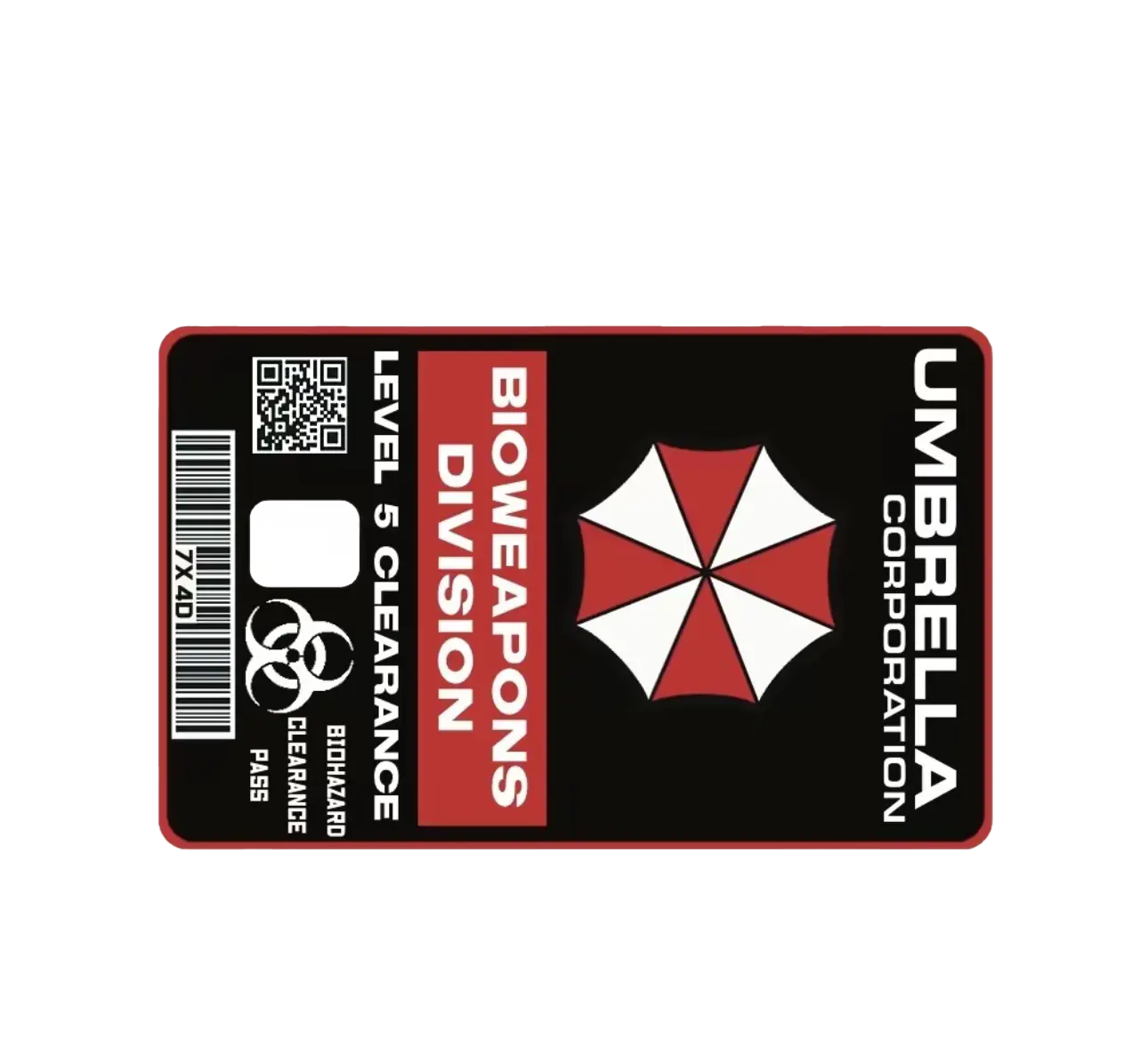 Resident Evil "Umbrella Bioweapons Division" Access Card Credit Debit EBT Chip Card Vinyl High Gloss Cover Sticker Decorative Waterproof Stain Resistant