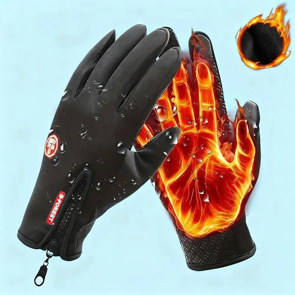 Men's And Women's Fleece Gloves Touch Screen Windproof Warm Riding Gloves