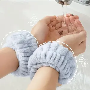 Face Washing Wristband, 2 Counts Absorbent Water Wristband, Sweat Absorbing Sleeve for Washing Face, Bathroom Supplies, Towels, Soft Absorbent Towel