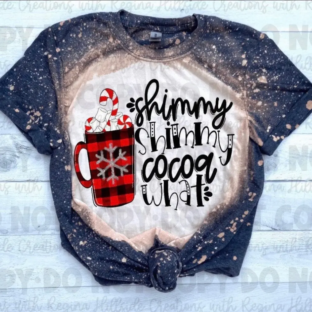 Bleached Winter/Christmas Shirt—Shimmy Shimmy Cocoa What