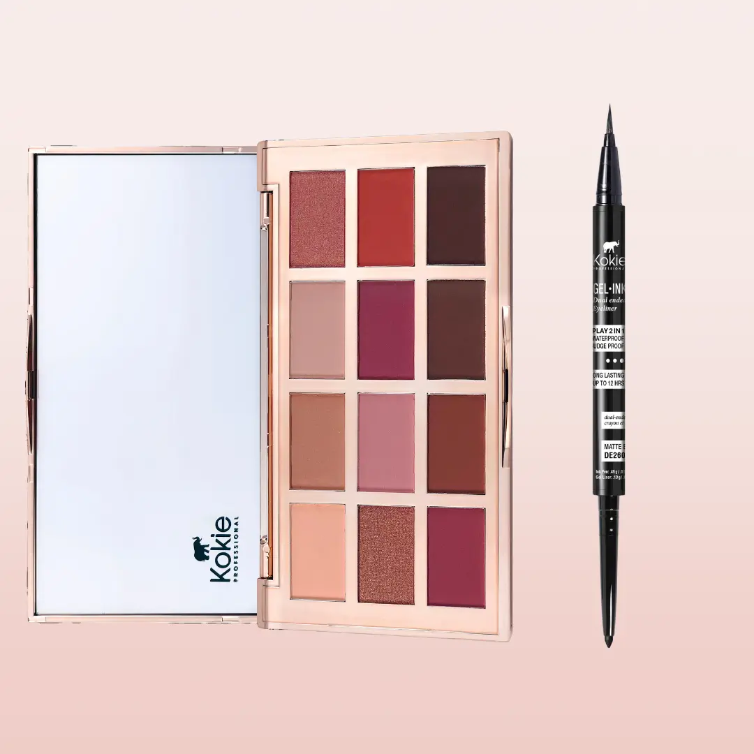 Kokie Professional Artist Eyeshadow Palette & Gel Ink Dual Ended Eyeliner Duo