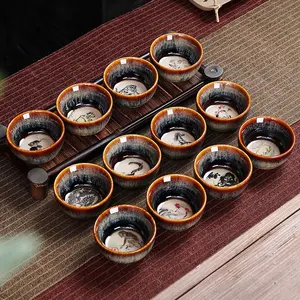 Kiln-fired glaze, twelve zodiac-themed gongfu tea cup; master cup; single cup; tea ware tasting cup; individual ceramic small teacup