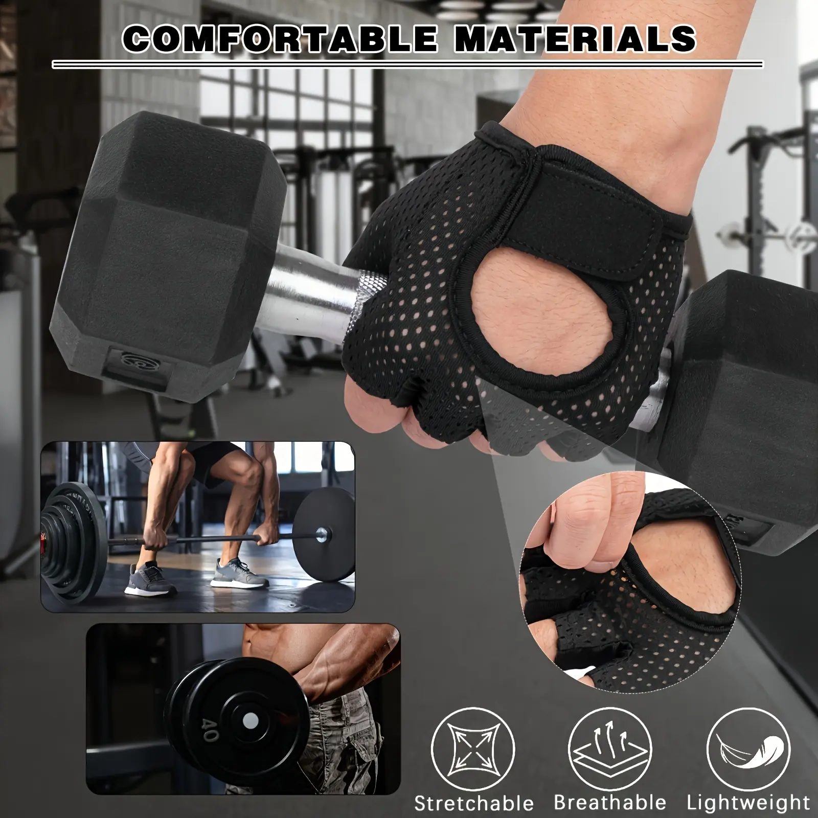 1 Pair Lightweight Breathable Polyester Fitness Accessories Gloves - Pink & Black, Pull-On Closure, Non-Slip Fabric, Stylish Textured Design for Gym, Casual Outdoor Activities, Home Exercise, Weightlifting, Textured Mesh