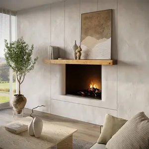 Modern Smooth Timber Fireplace Mantel