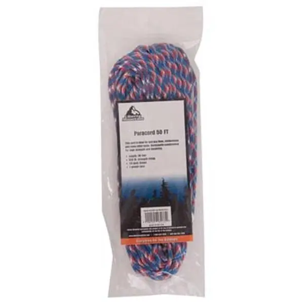 550lb High Tenacity Nylon Kernmantle Paracord, Red-White-Blue, 50 ft, 5/32 in. (4 mm), Removable Inner Strands, Ideal for Braiding Survival Bracelets, Guy Lines, Tent Guy Lines