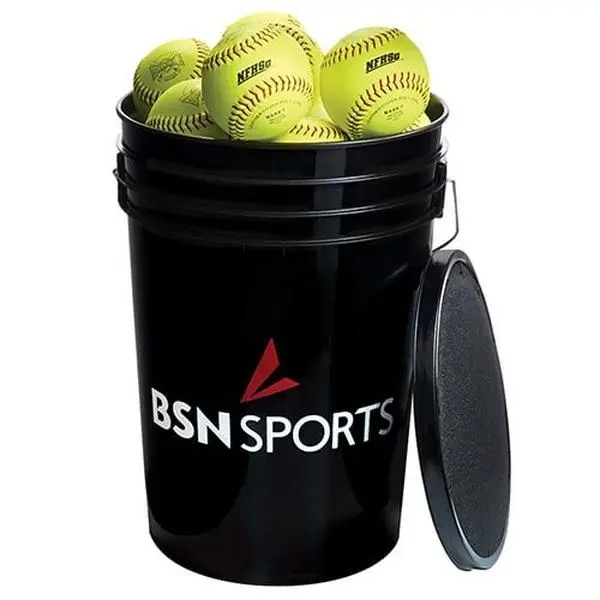 SSN Practice Set - 12 in. Bucket with 2 Dozen Softballs for Baseball & Softball Training, Baseballs, Compression, Plastic Bucket, Training Ball Baseballs