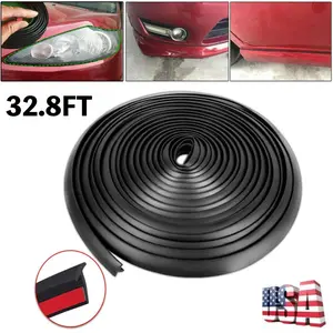 Rubber Edge Trim T Molding Seal Strip Car Windshield Edge Weather Stripping 32.8FT/10M Rubber T-Type Seal Strip for Headlight Sealant/Fend