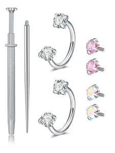 20G/18G Stainless Steel  Horseshoe Nose Ring 6/7/8mm Hoops for Multiple Piercings Hypoallergenic , Perfect for Nose Cartilage Tragus Helix and Lip Nose Ring Jewelry