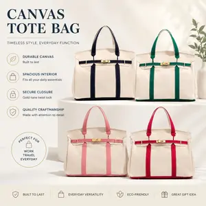 Canvas Tote Bag for Women | Large Capacity Work & Travel Handbag with Lock Closure