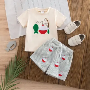 Baby Boys Clothes Toddler Summer Outfits Short Sleeve Duck Print Pocket T-Shirt Tops and Shorts Farm Baby Clothes